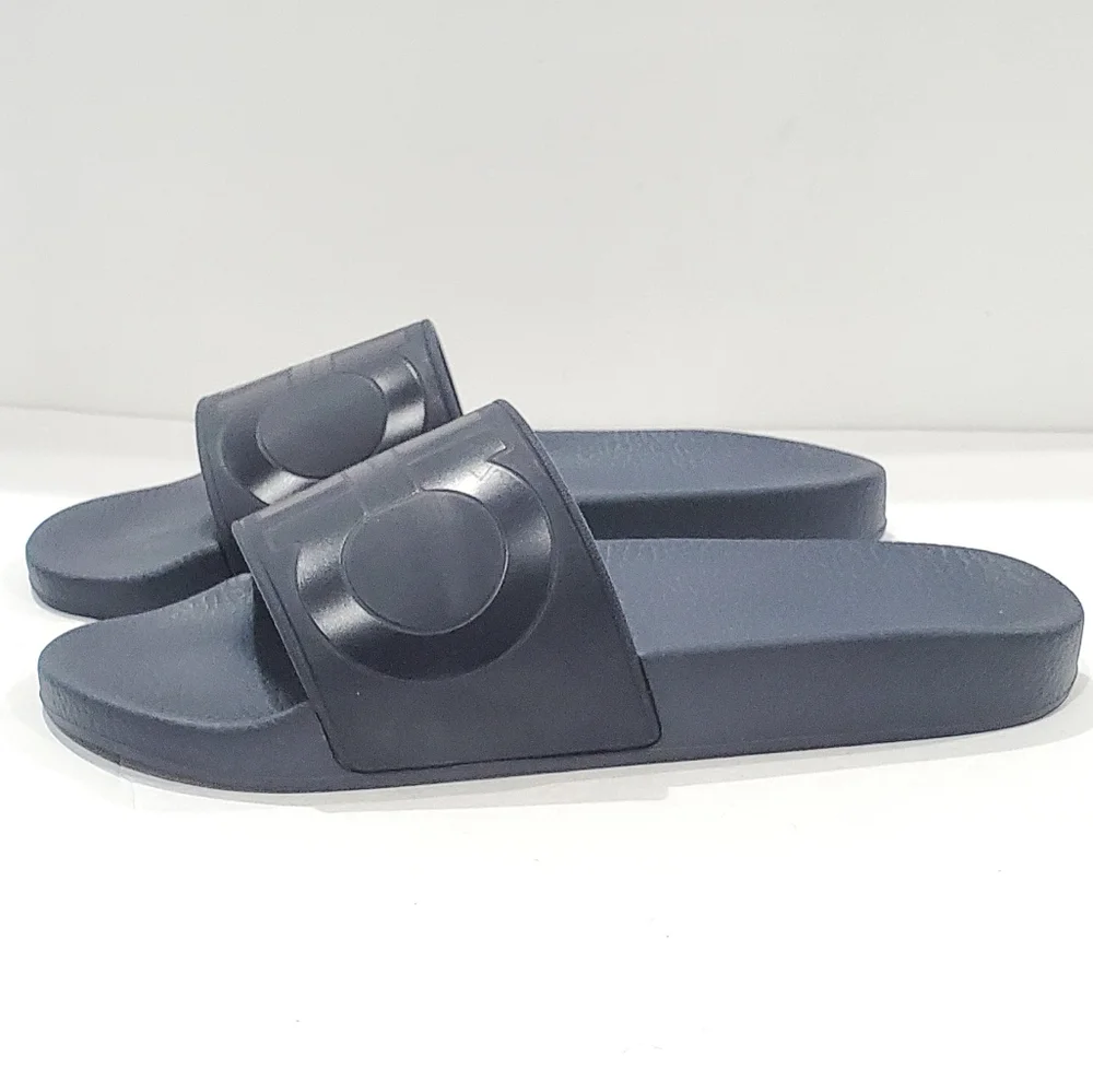 SALVATORE FERRAGAMO Groove 2 Slide mens slide Sandal in navy blue size 8m shoes